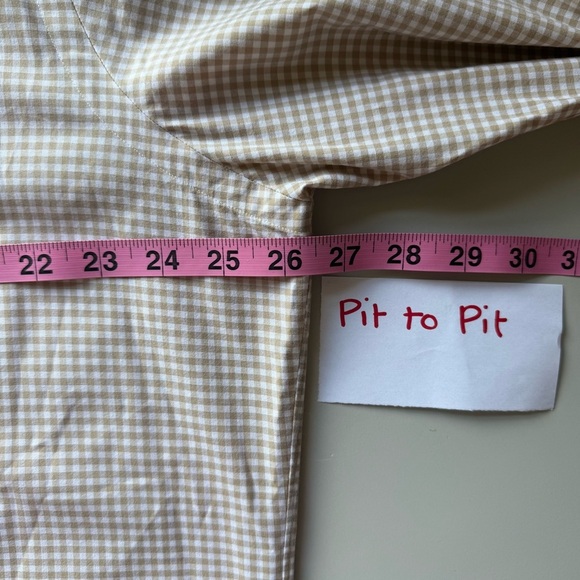 Lauren Ralph Lauren Tan Gingham Poplin Casual Button Down Dress Shirt XL Preppy - Picture 7 of 8